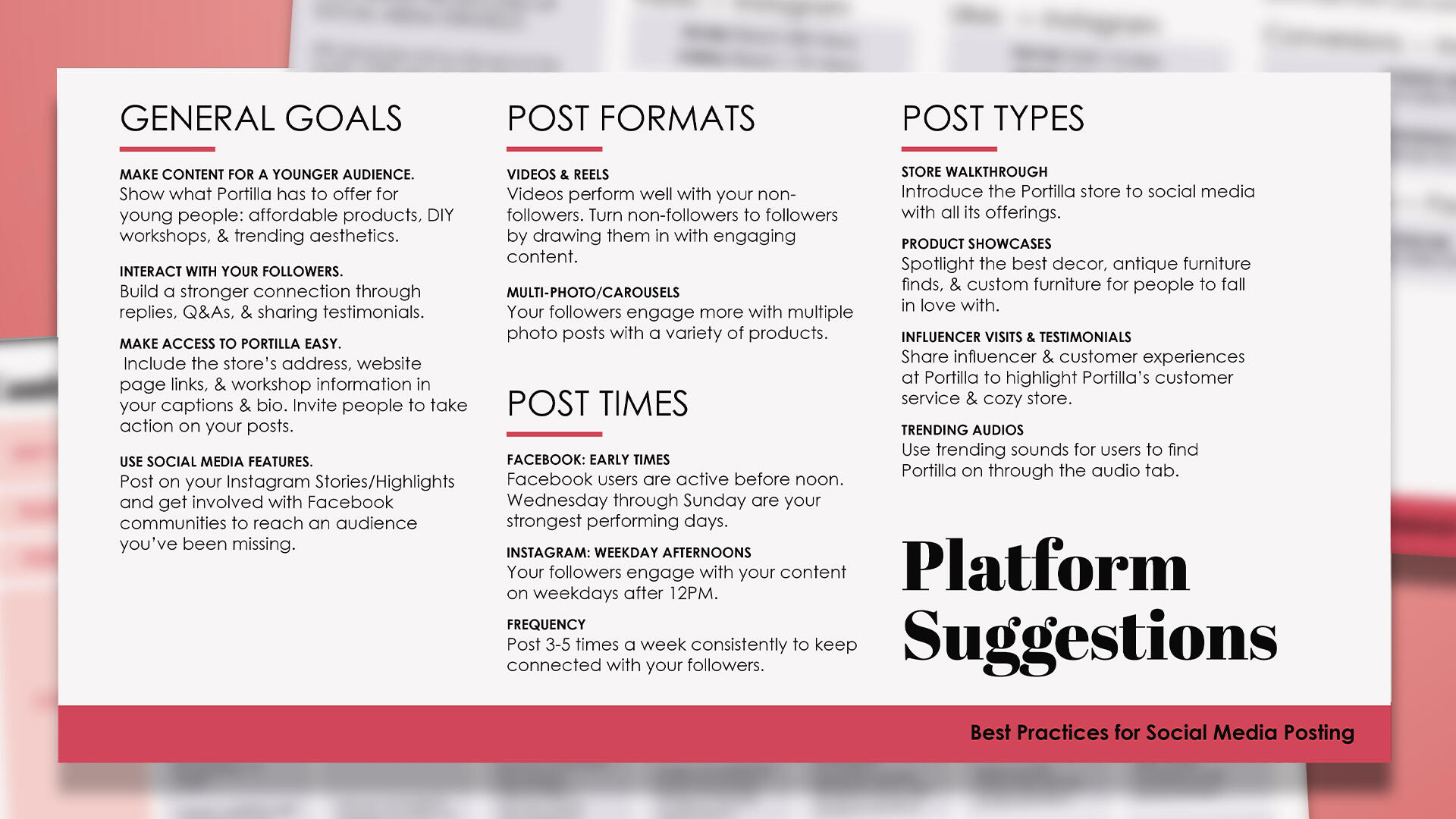 Portilla: Platform Suggestions Portilla: Platform Suggestions